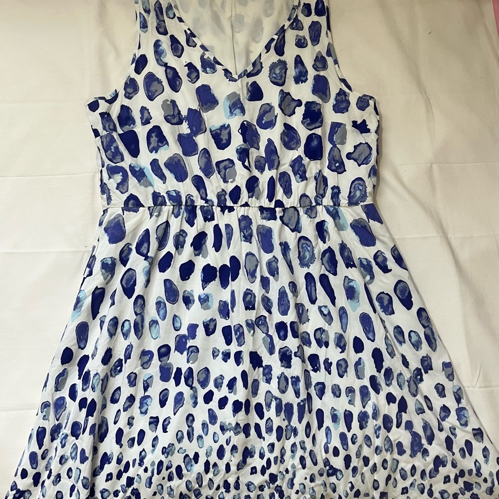 GAP Blue and White Sleeveless V-Neck Sundress